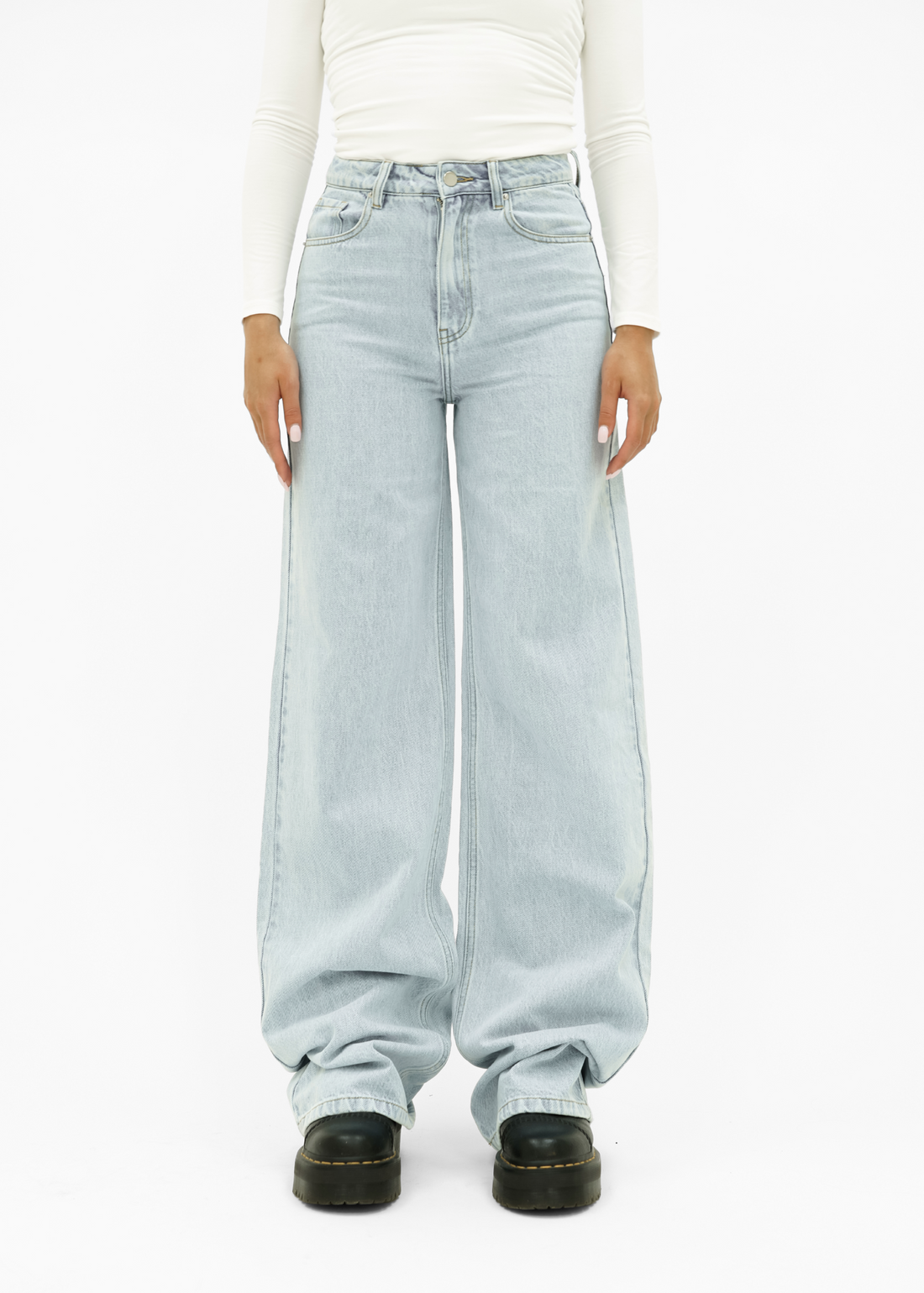 High waist super wide leg jeans light blue (tall)