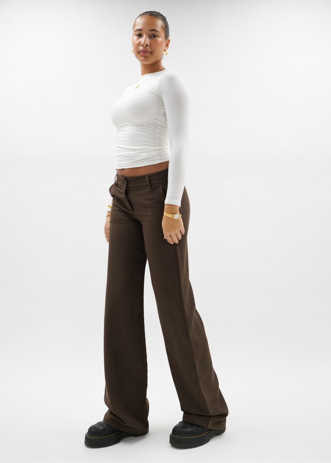 Low/mid waist pants casual chocolate brown (tall)