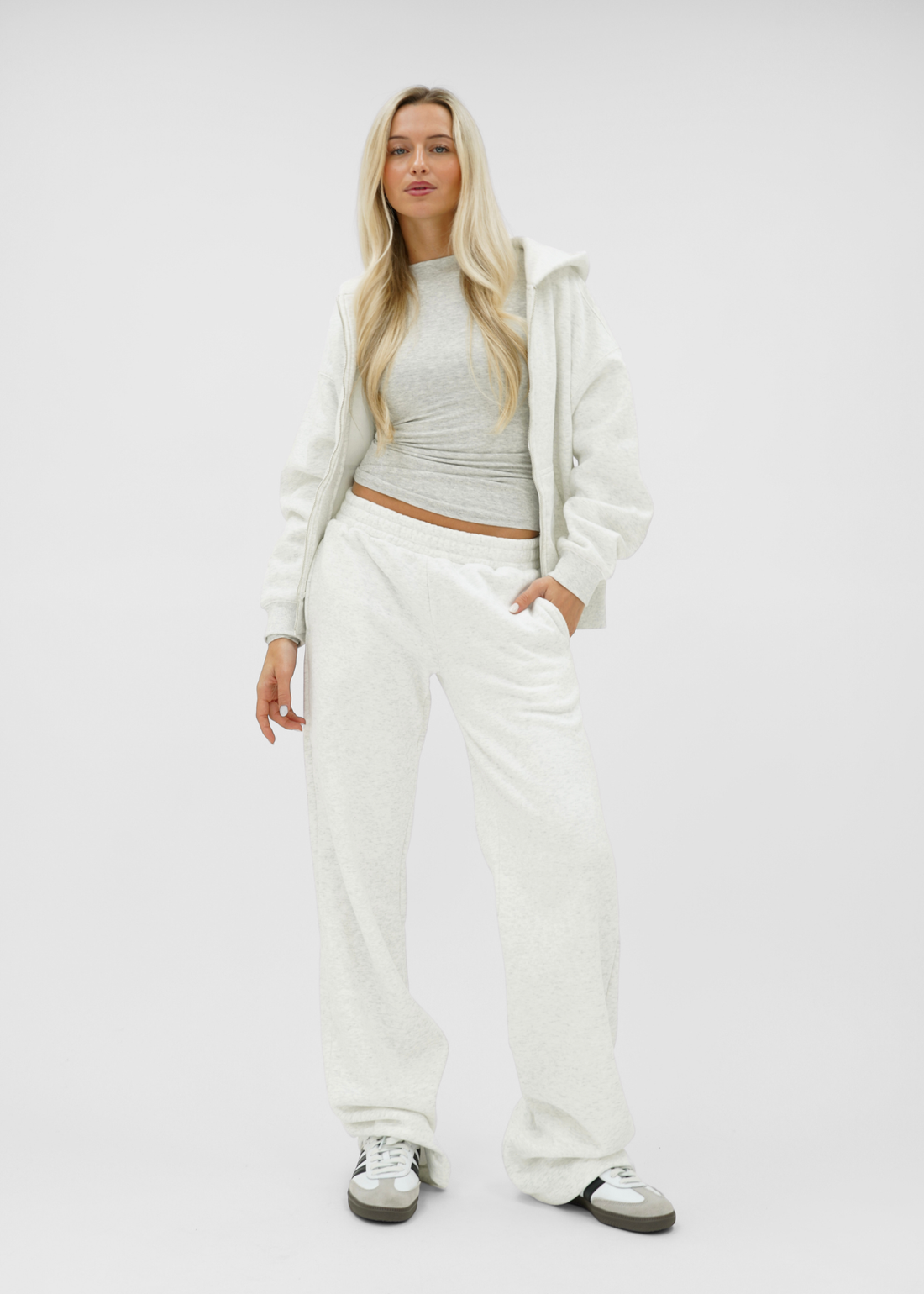 Low/mid waist jogger pants light grey melange (tall)