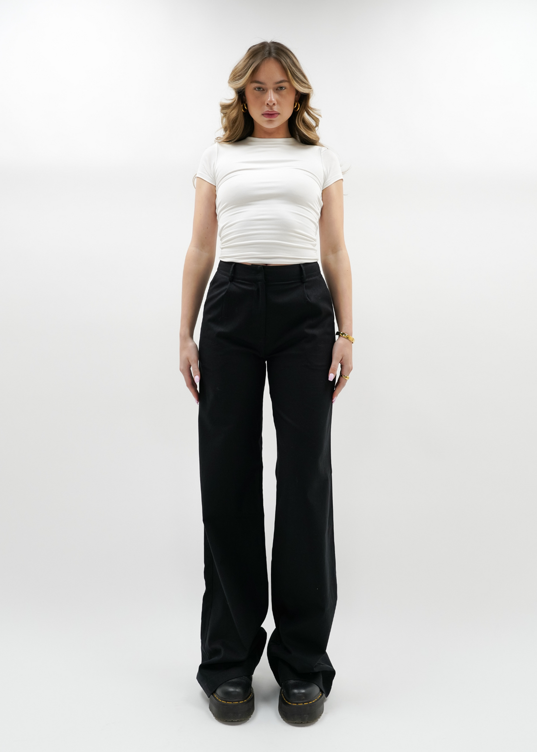 High waist linnen pants casual (tall) black